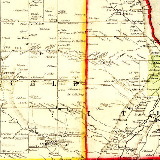 Vintage Map of Tompkins County, New York, 1853