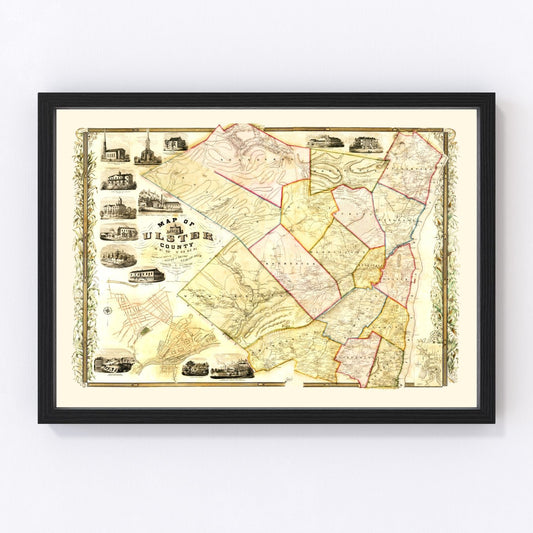 vintage map of Ulster County, New York, 1853