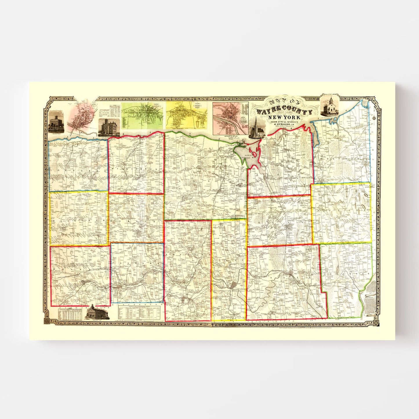 Vintage Map of Wayne County, New York 1853