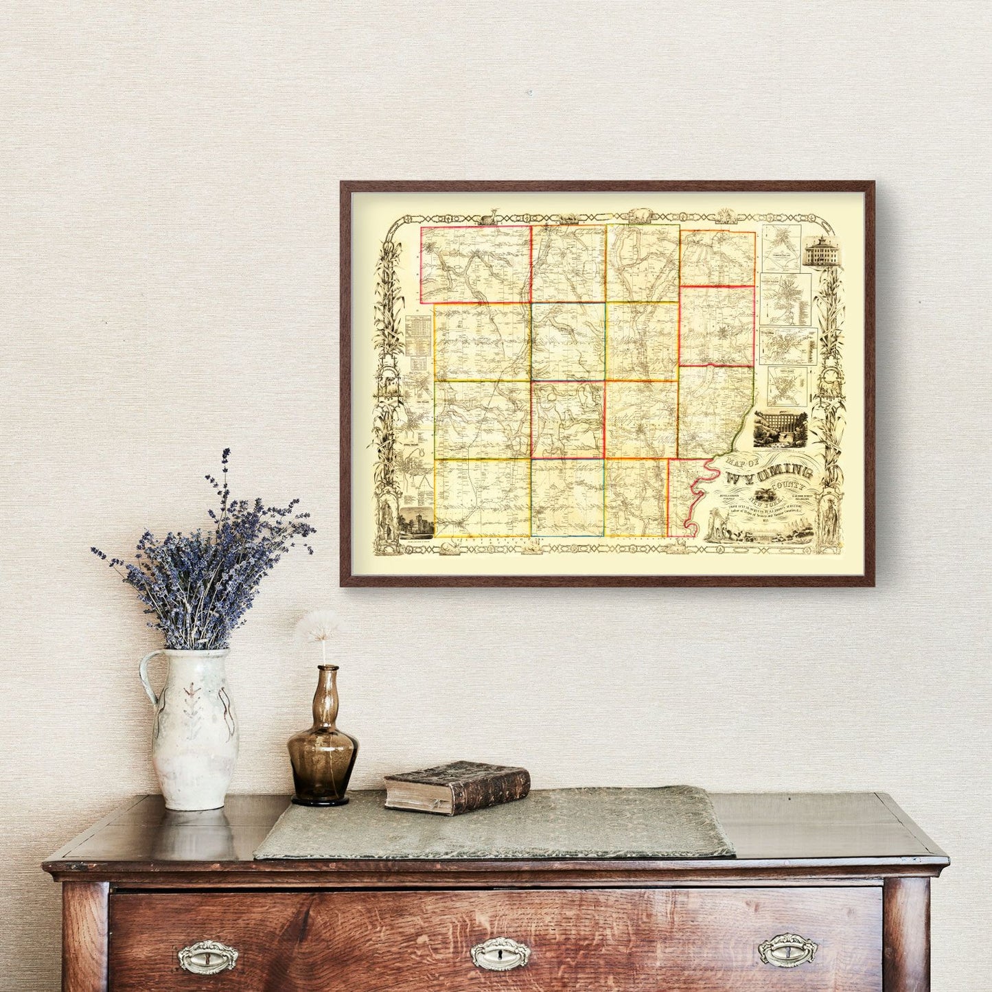 Vintage Map of Wyoming County, New York, 1853