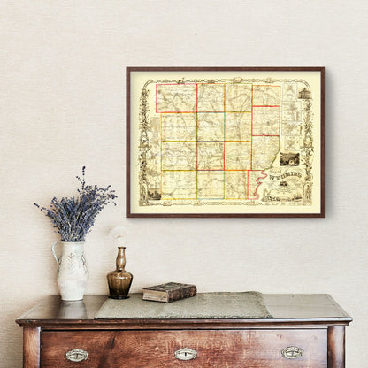 Vintage Map of Wyoming County, New York, 1853