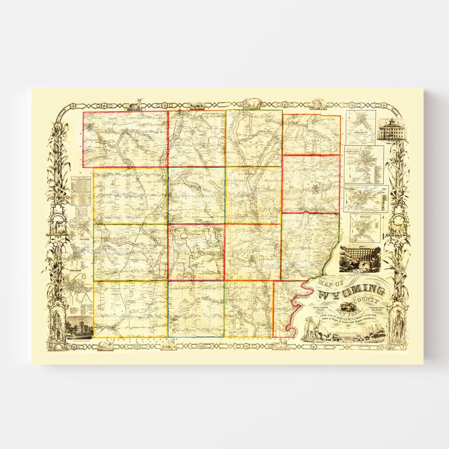 Vintage Map of Wyoming County, New York, 1853