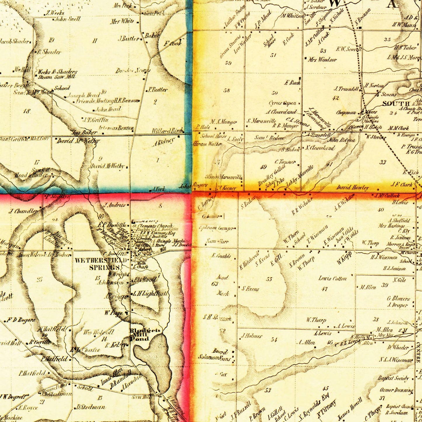 Vintage Map of Wyoming County, New York, 1853
