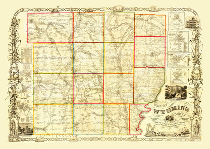 Vintage Map of Wyoming County, New York, 1853