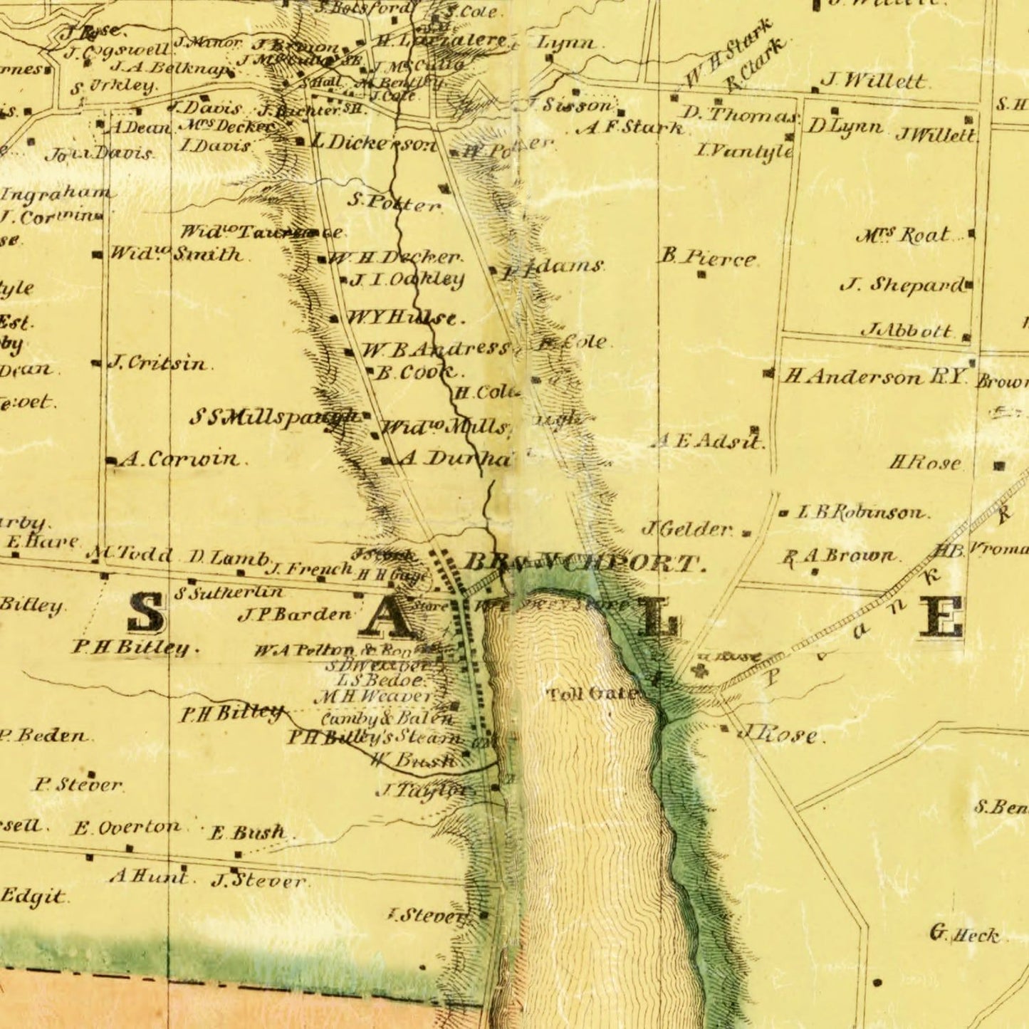 Vintage Map of Yates County, New York, 1855