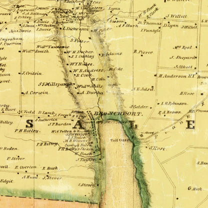 Vintage Map of Yates County, New York, 1855