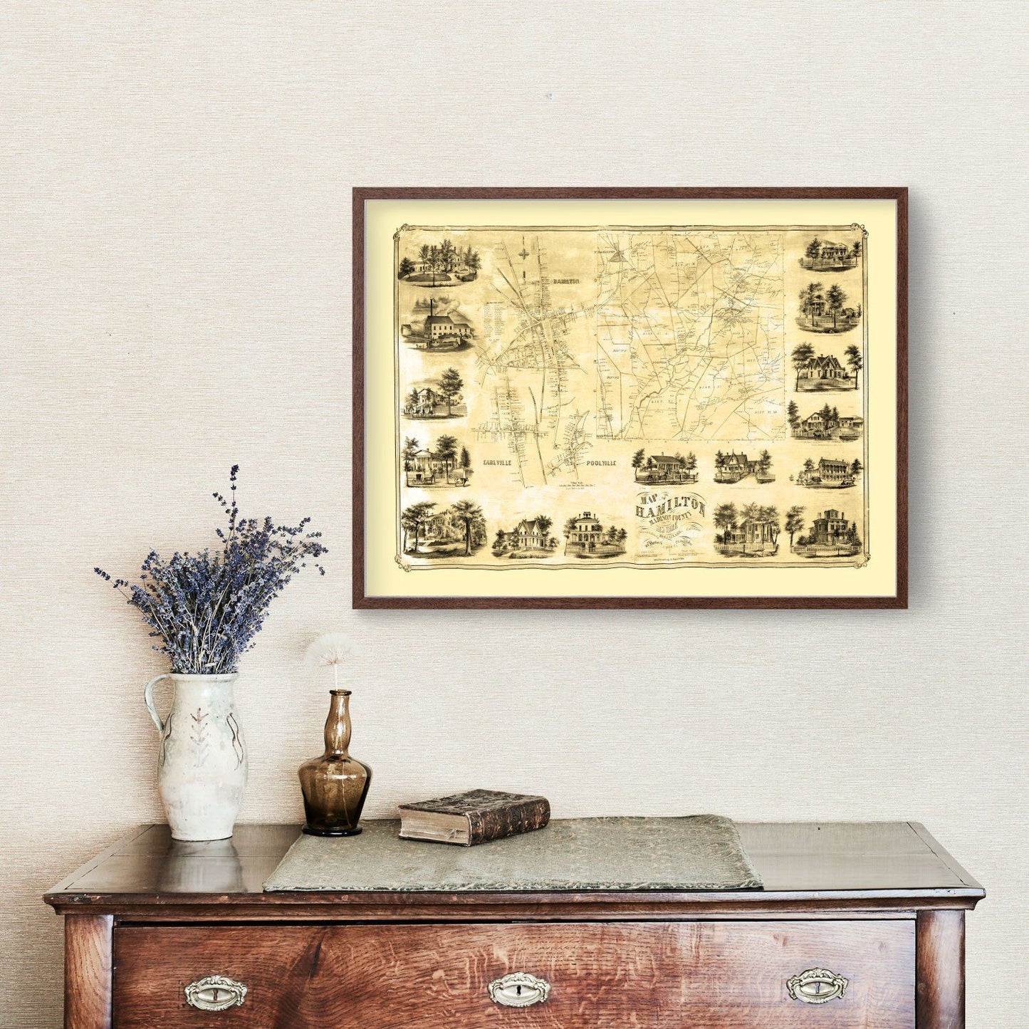 Vintage Map of Madison County, New York, 1858