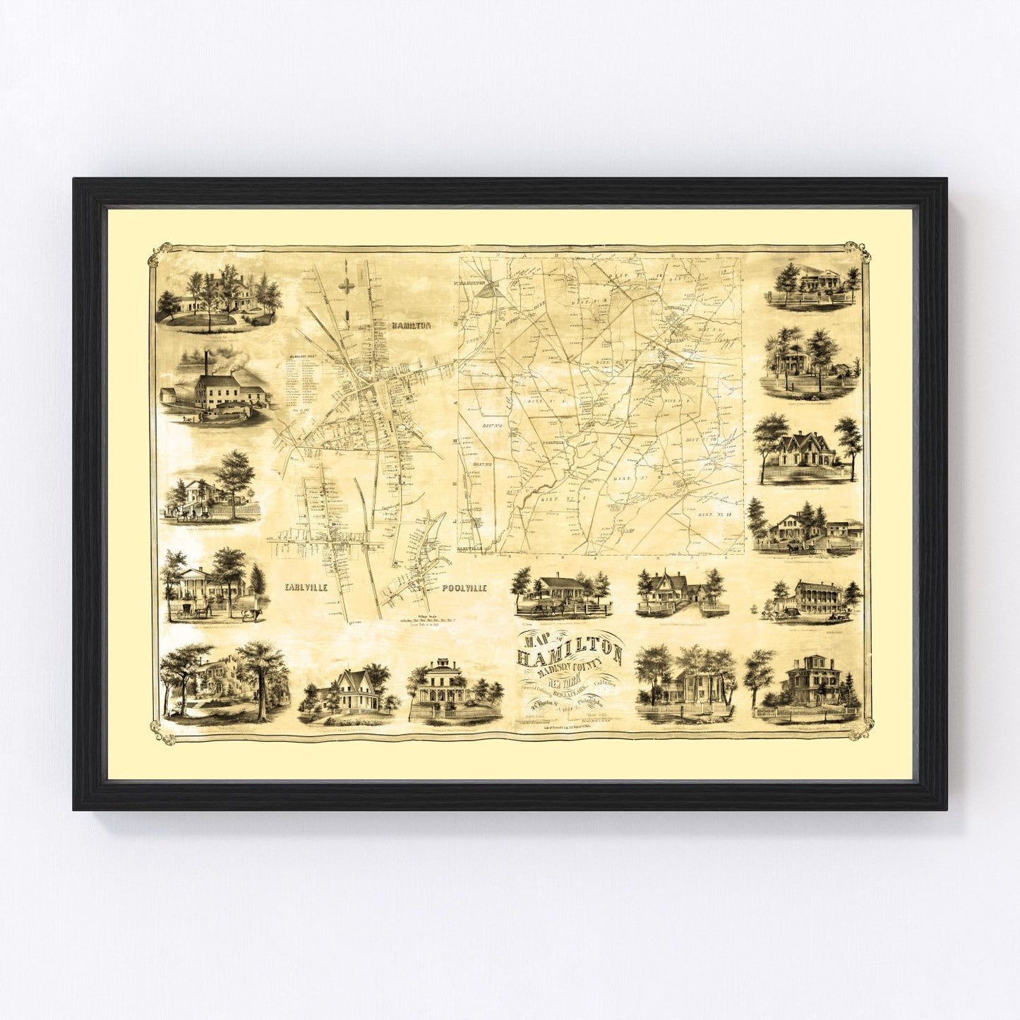Vintage map of Madison County, New York, 1858