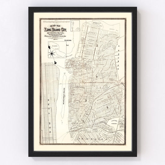 vintage map of Queens County, New York, 1874
