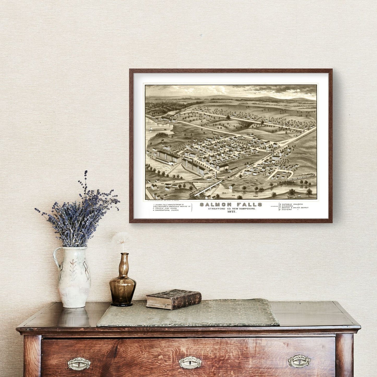 Vintage Map of Salmon Falls, New Hampshire, 1877