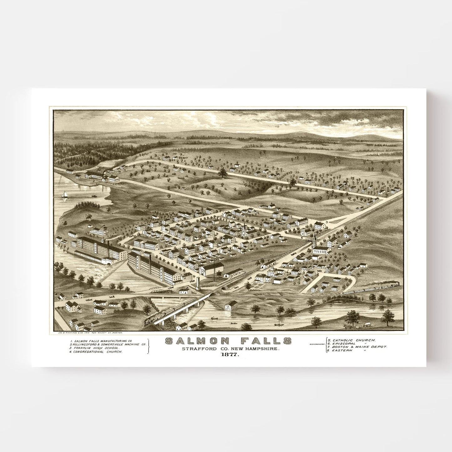 Vintage Map of Salmon Falls, New Hampshire, 1877