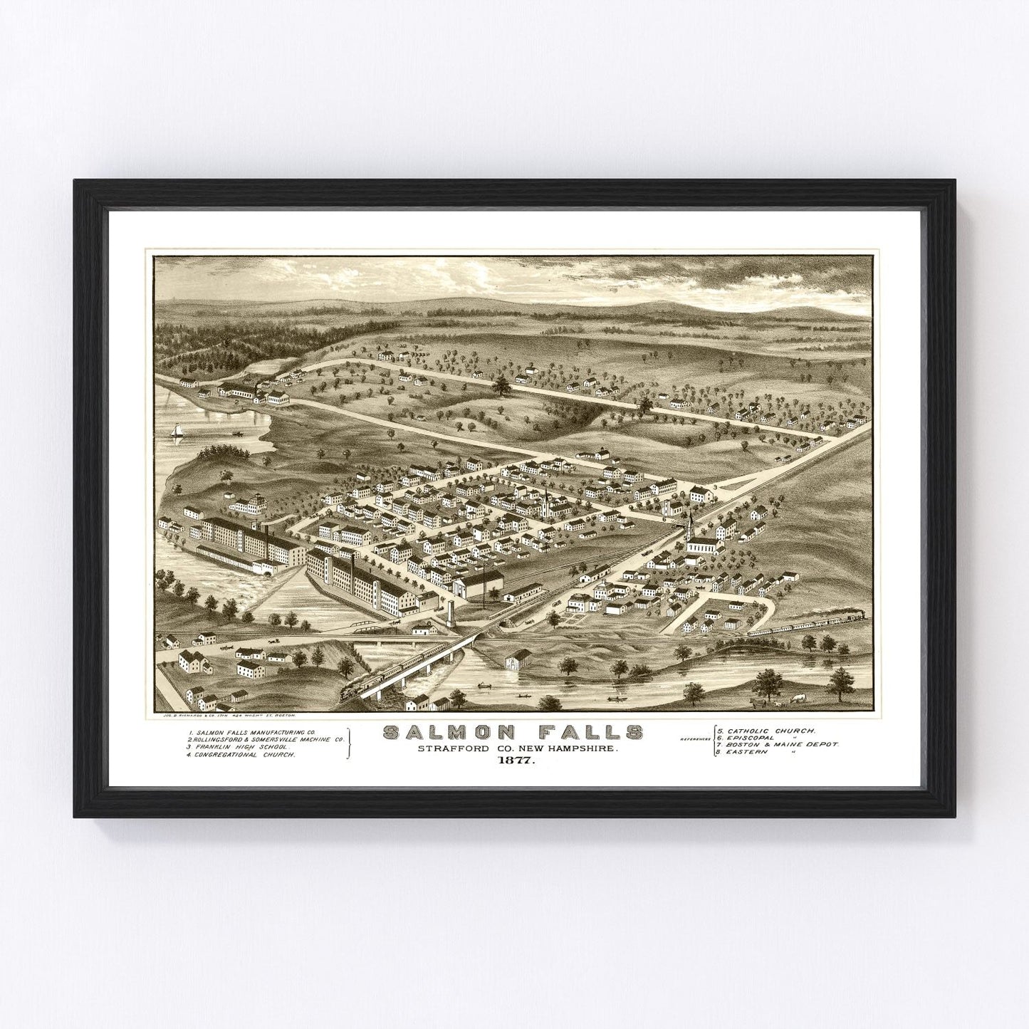 vintage map of Salmon Falls, New Hampshire, 1877