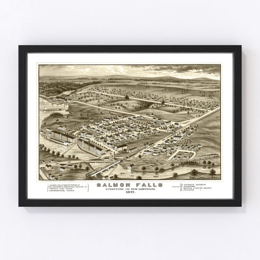 vintage map of Salmon Falls, New Hampshire, 1877