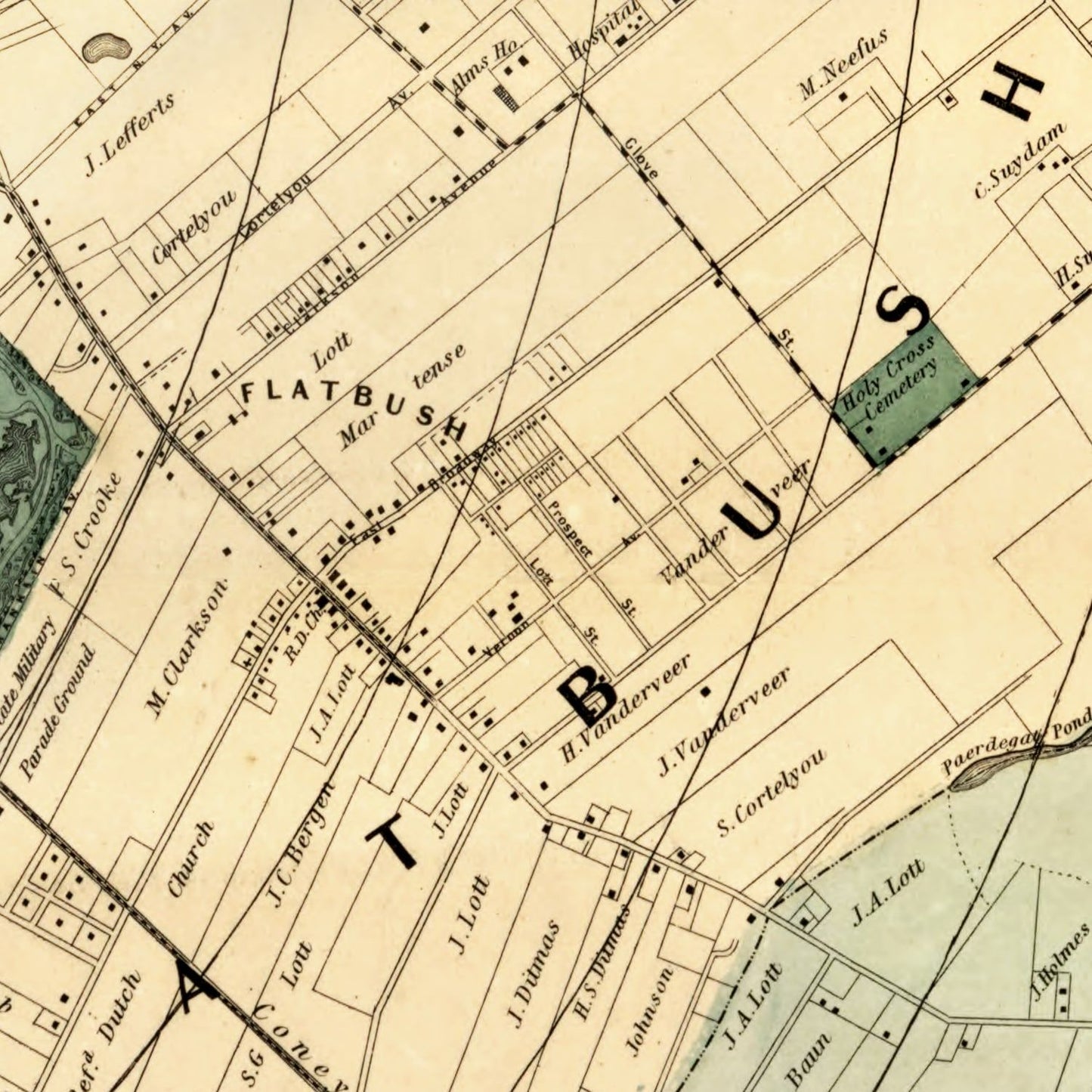 Vintage Map of Kings County, New York, 1868