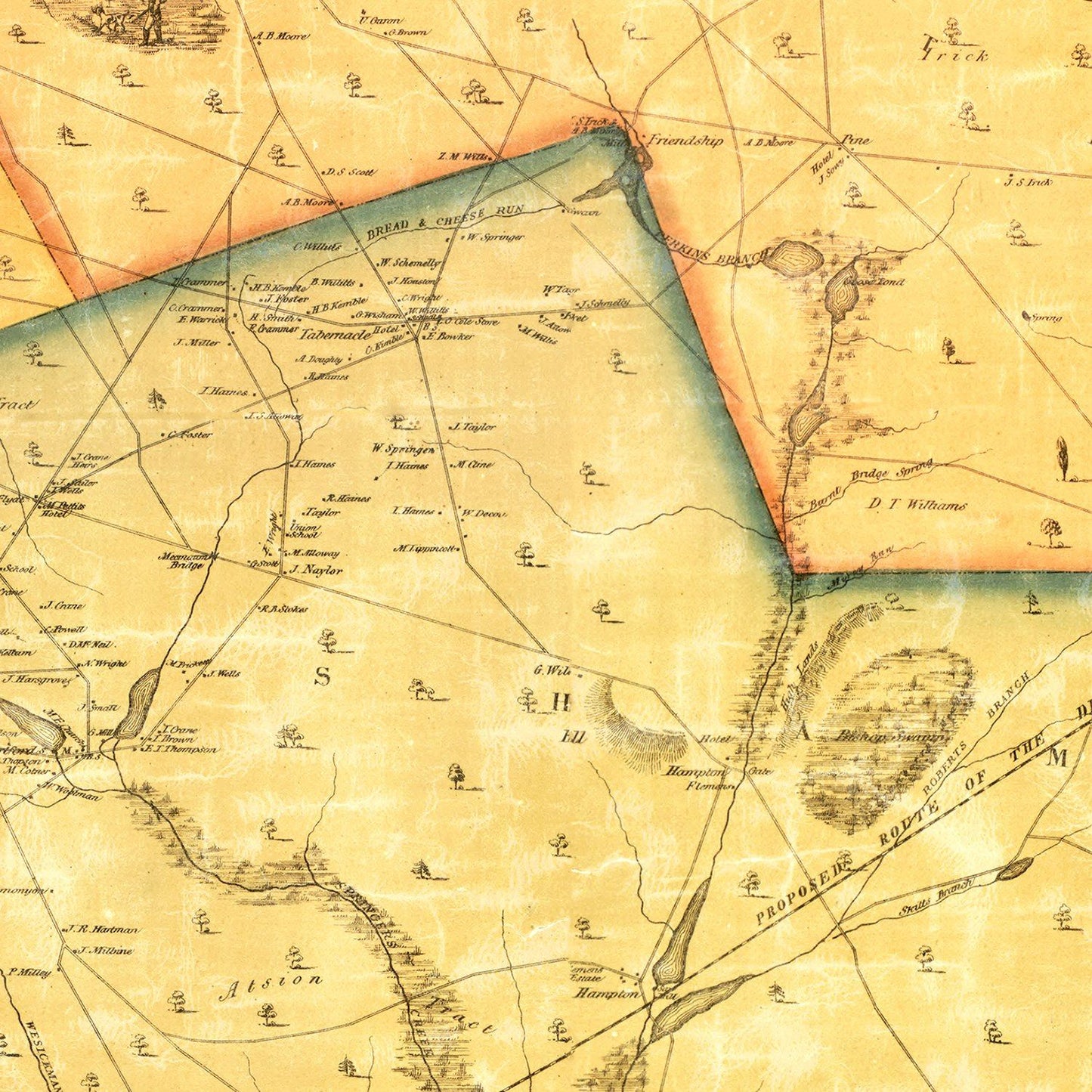 Vintage Map of Burlington County, New Jersey, 1859