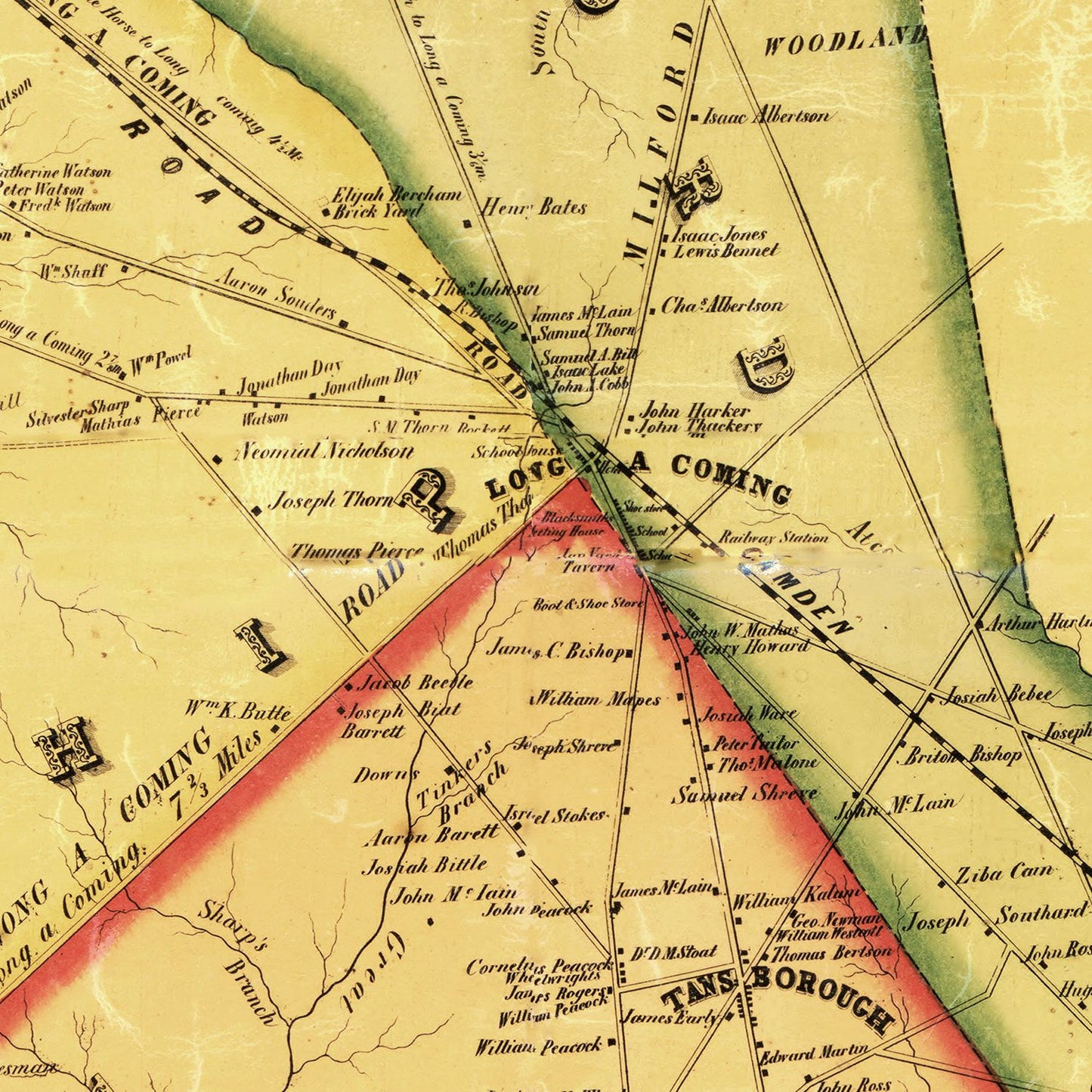 Vintage Map of Camden County, New Jersey, 1857 - Print