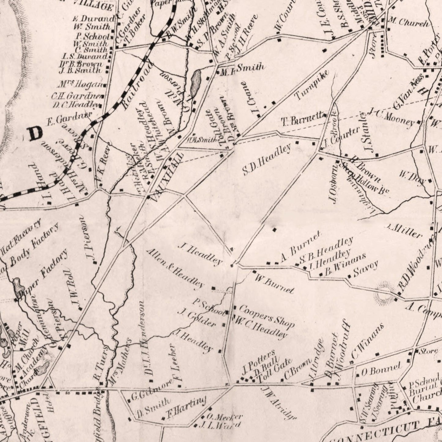 Vintage Map of Essex County, New Jersey, 1850