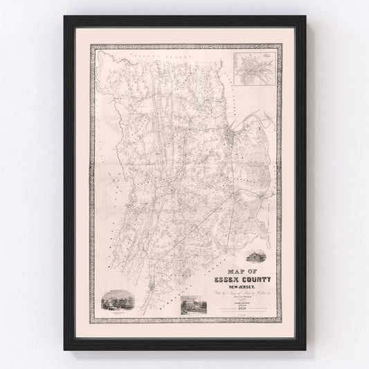 Vintage map of Essex County, New Jersey, 1850