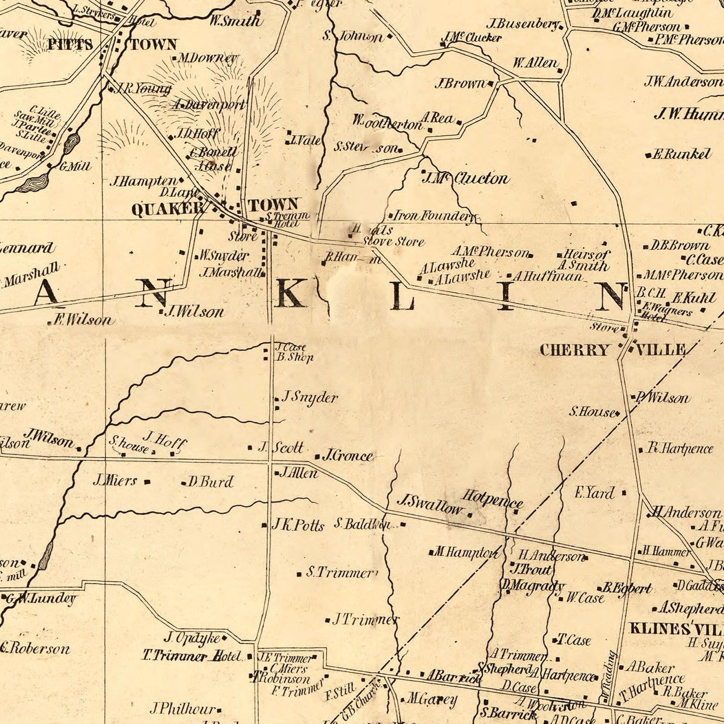 Vintage Map of Hunterdon County, New Jersey, 1851