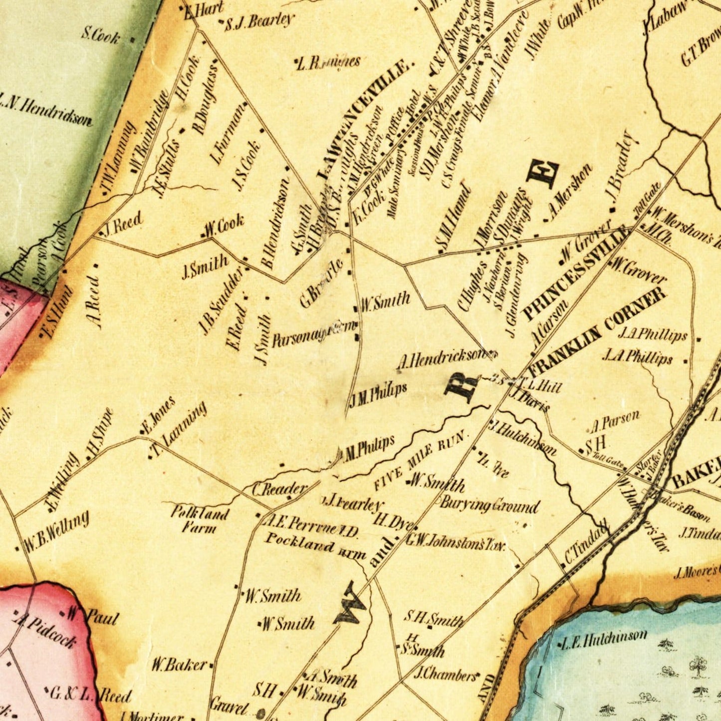 Vintage Map of Mercer County, New Jersey, 1849