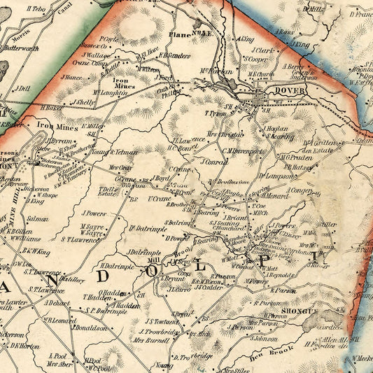 Vintage Map of Morris County, New Jersey, 1853