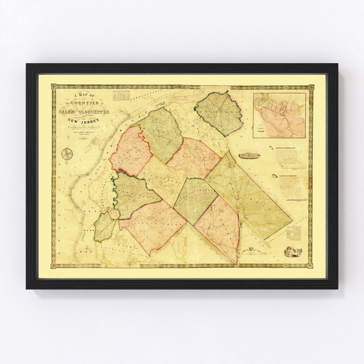 vintage map of Salem County, New Jersey, 1849