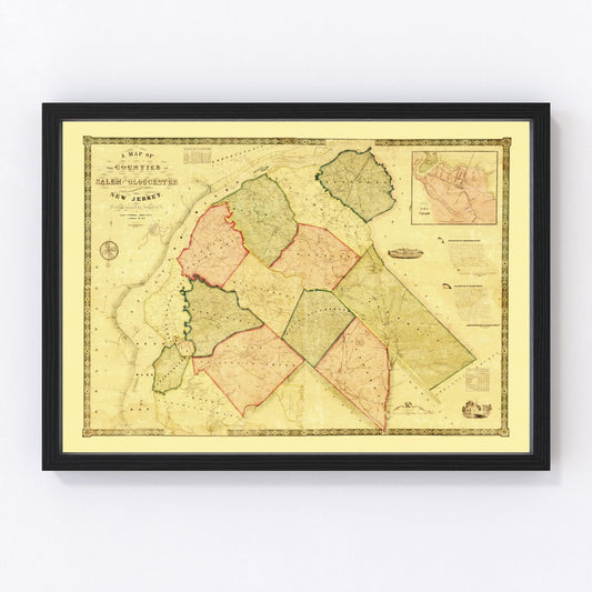 vintage map of Salem County, New Jersey, 1849
