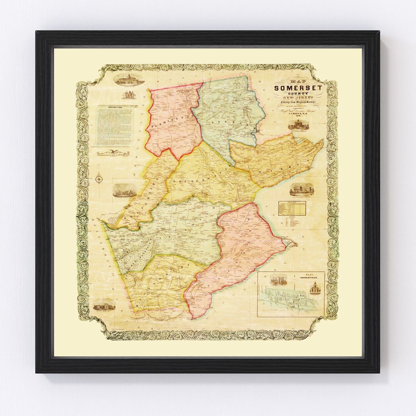 Vintage map of Somerset County, New Jersey, 1850