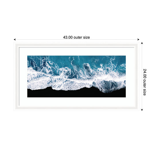 Framed Art Minimalist Ocean Waves on the Black Beach in Iceland Panel by Michael Schauer