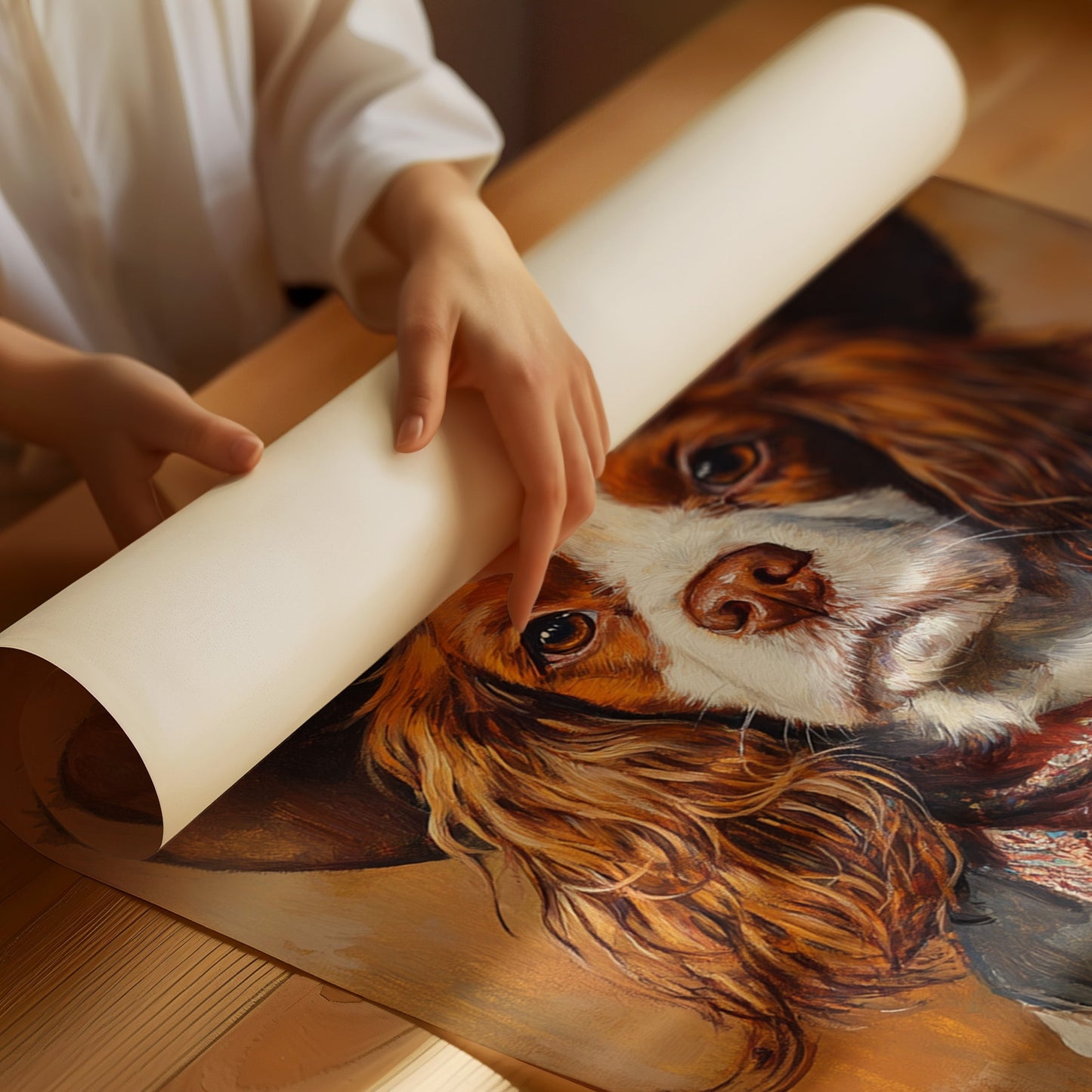 Western Cavalier Cowgirl Dog Art Print