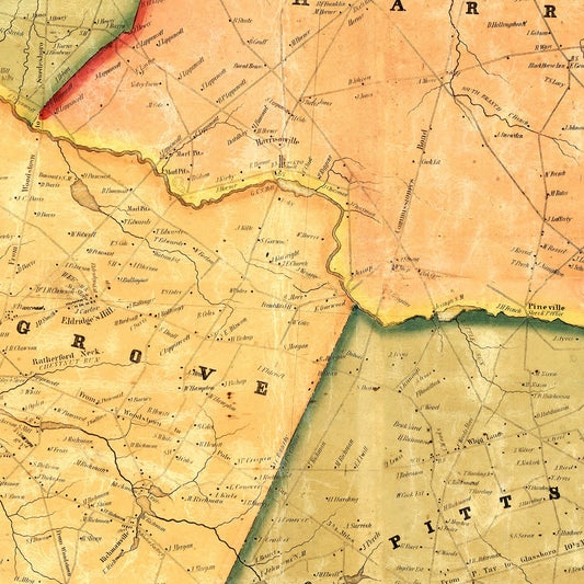Vintage Map of Gloucester County, New Jersey, 1849