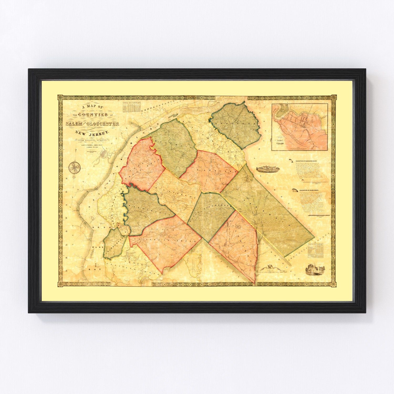 Vintage map of Gloucester County, New Jersey, 1849