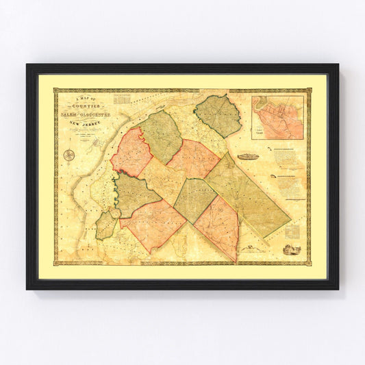 Vintage map of Gloucester County, New Jersey, 1849