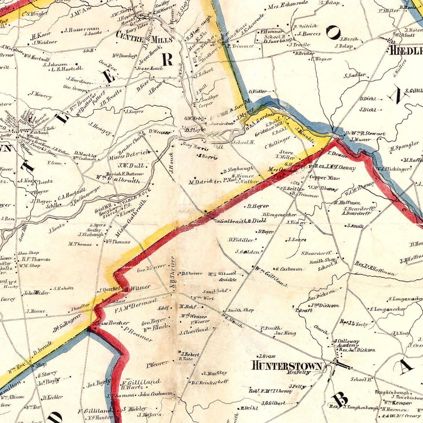 Vintage Map of Adams County, New Jersey, 1858