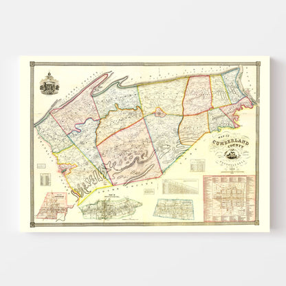 Vintage Map of Cumberland County, Pennsylvania 1858