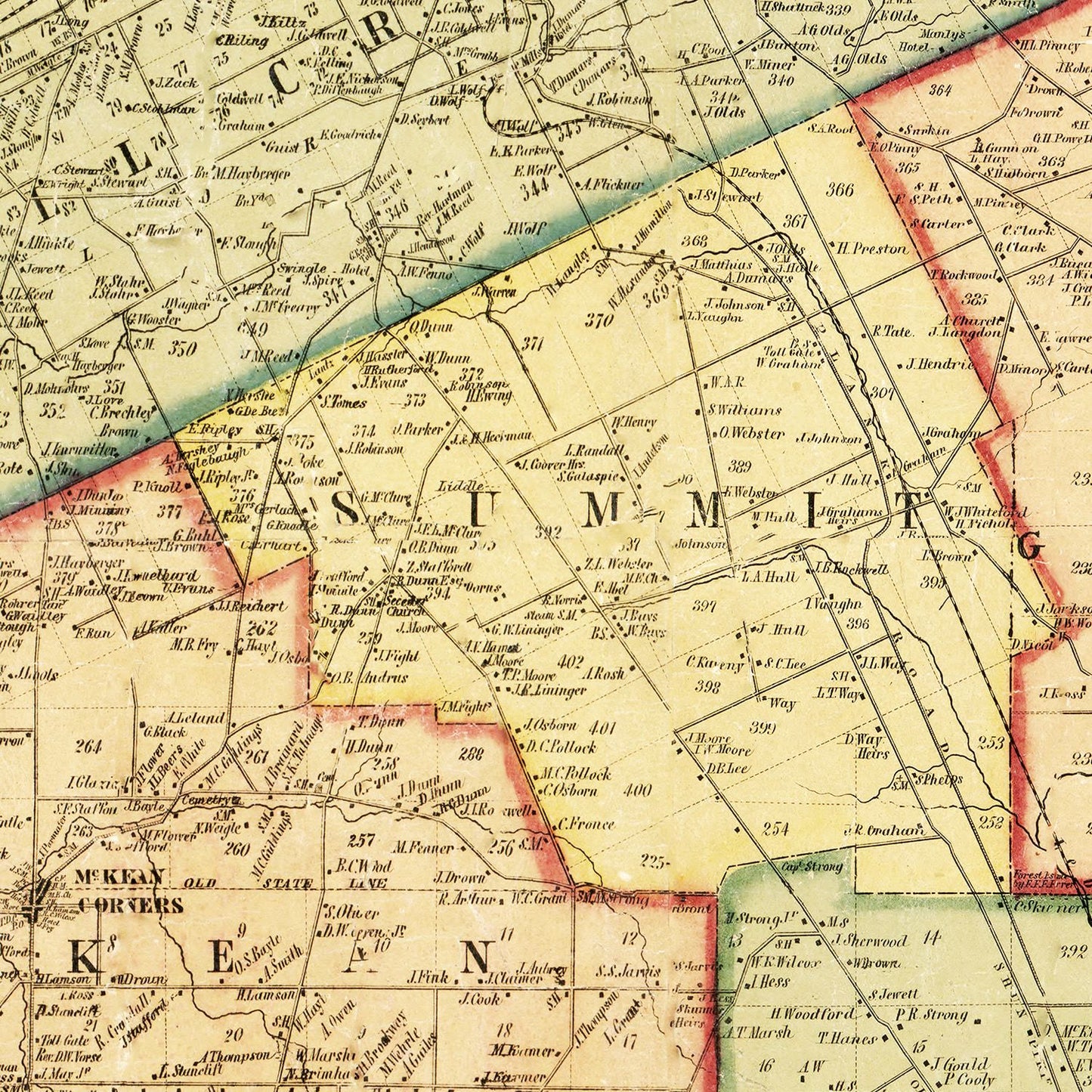 Vintage Map of Erie County, Pennsylvania, 1855