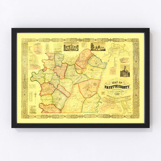 vintage map of Fayette County, Pennsylvania, 1858