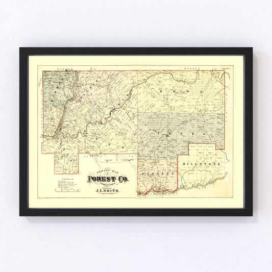 vintage map of Forest County, Pennsylvania, 1876