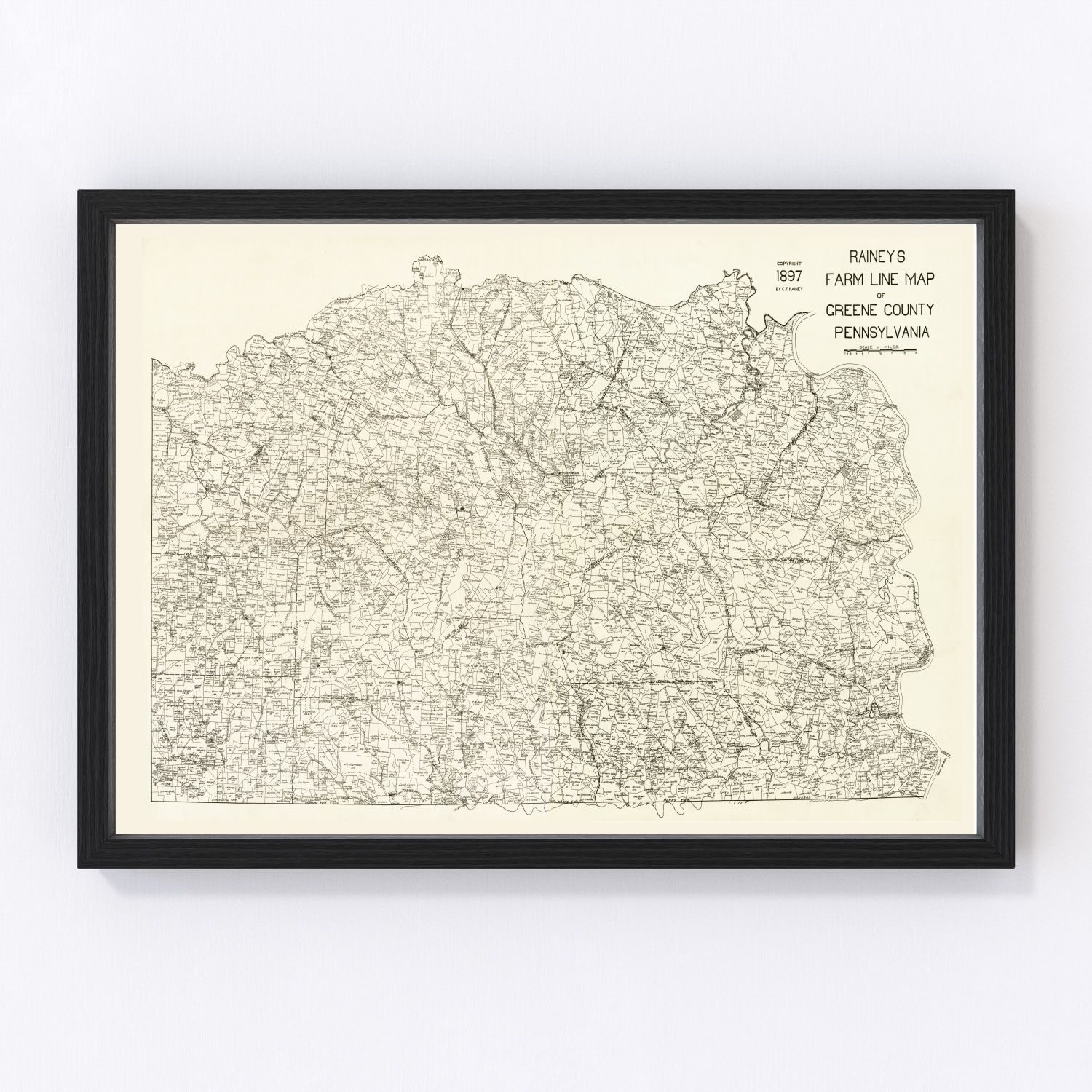 vintage map of Greene County, Pennsylvania, 1897