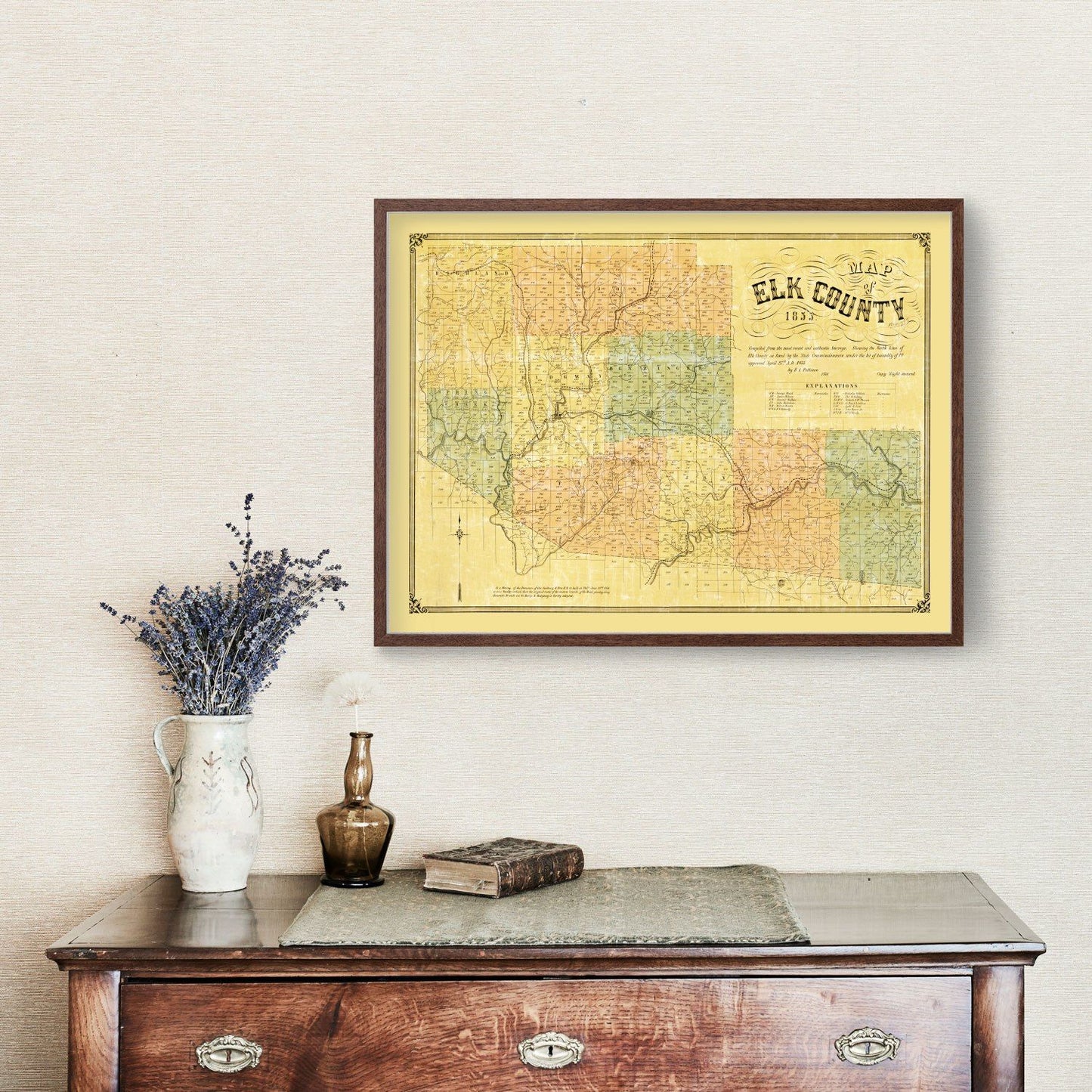 Vintage Map of Elk County, Pennsylvania 1855