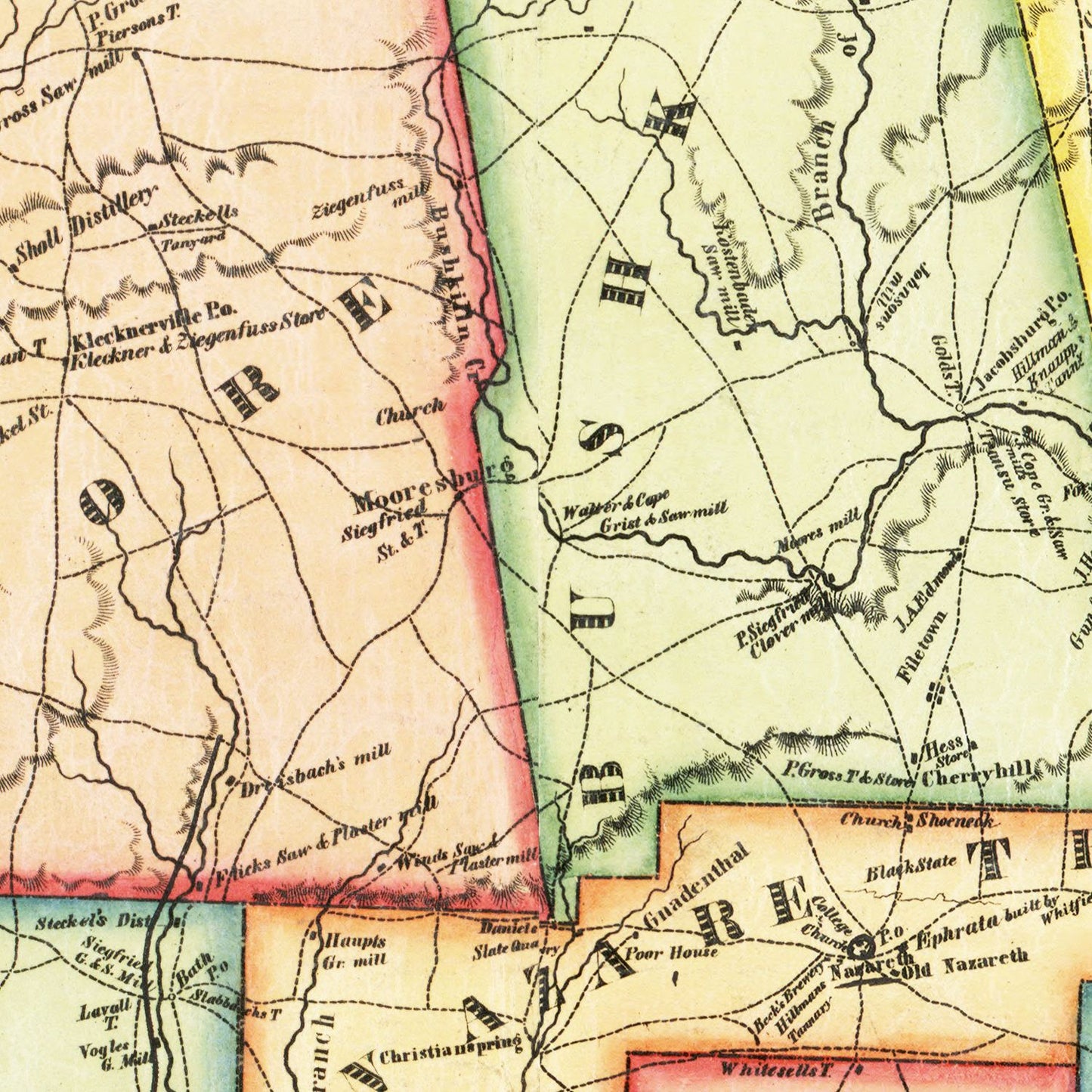 Vintage Map of Northampton County, Pennsylvania, 1851