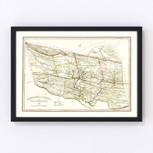 vintage map of Schuylkill County, Pennsylvania, 1830