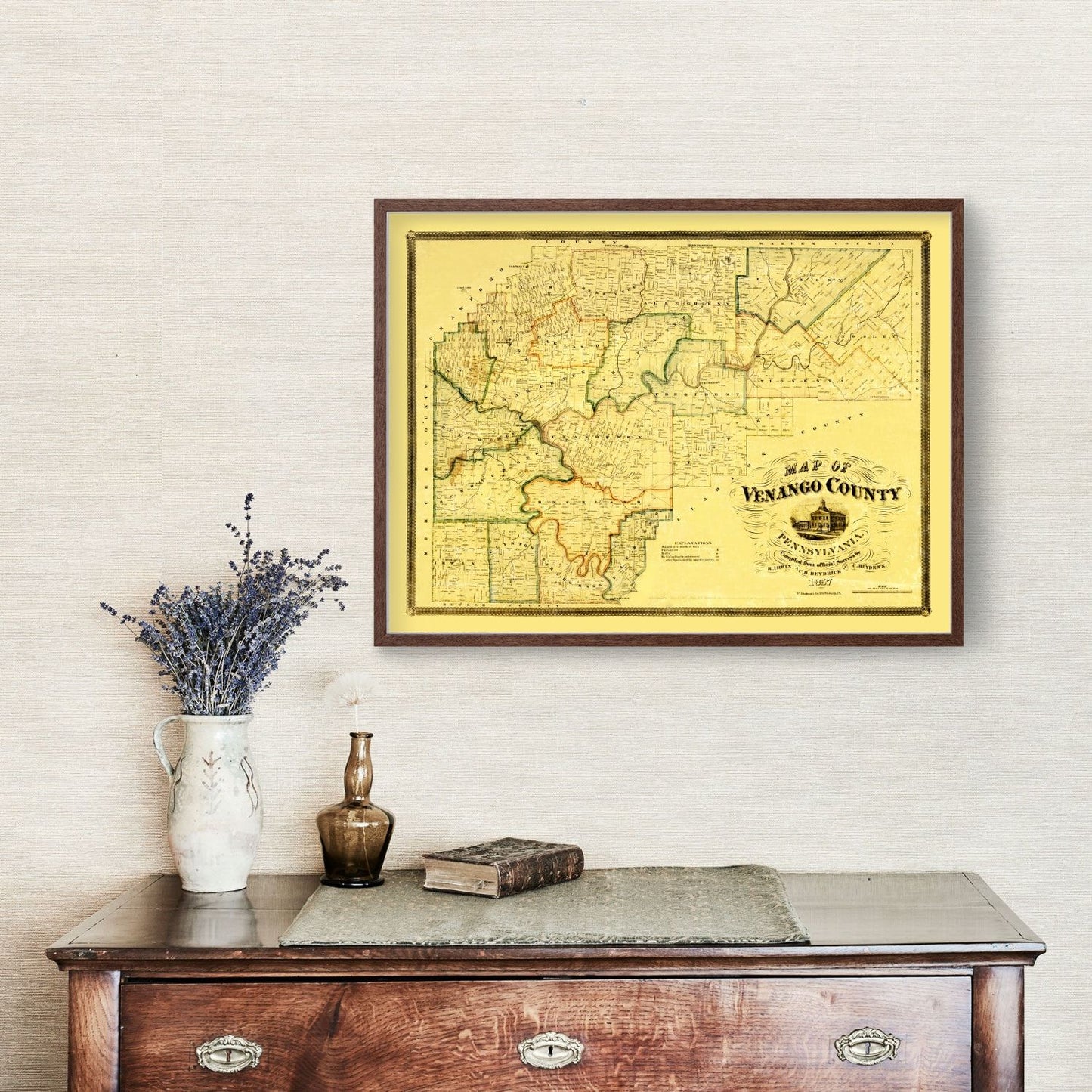 Vintage Map of Venango County, Pennsylvania, 1857