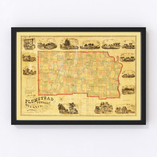 Vintage map of Bucks County, Pennsylvania, 1859