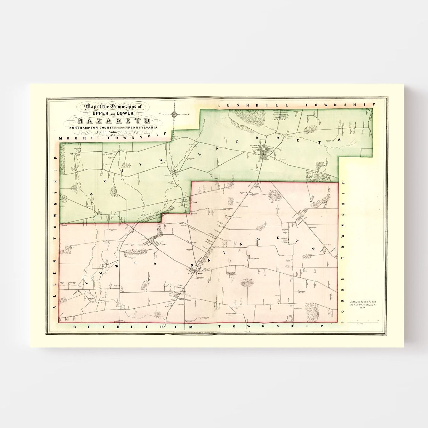 Vintage Map of Northampton County, Pennsylvania, 1850