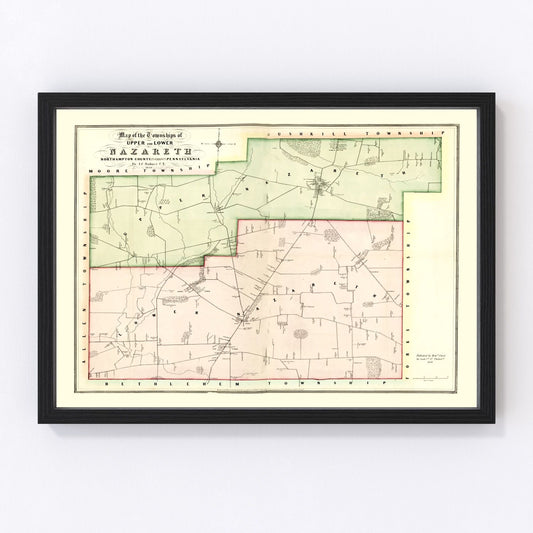 vintage map of Northampton County, Pennsylvania, 1850