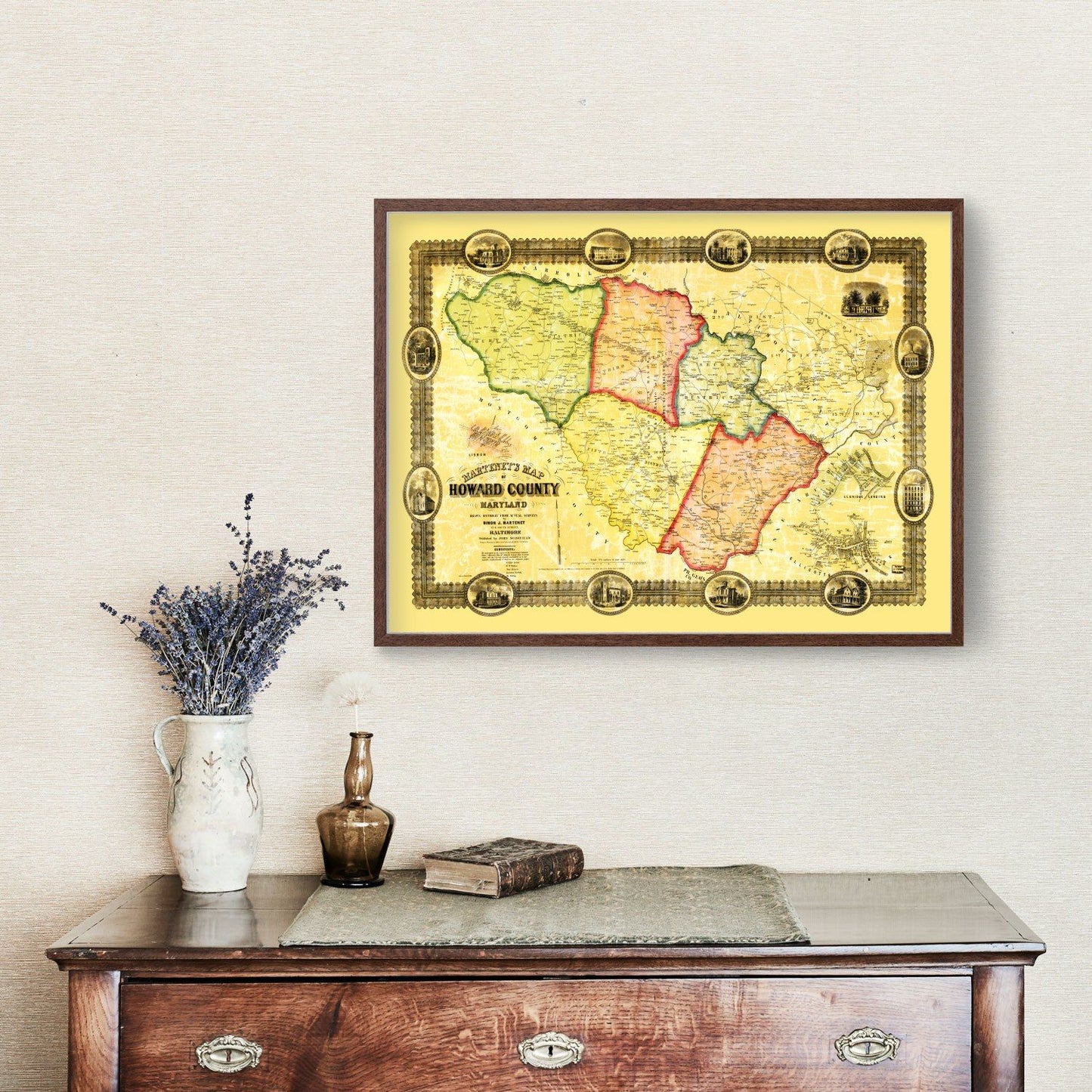 Vintage Map of Howard County, Maryland, 1860