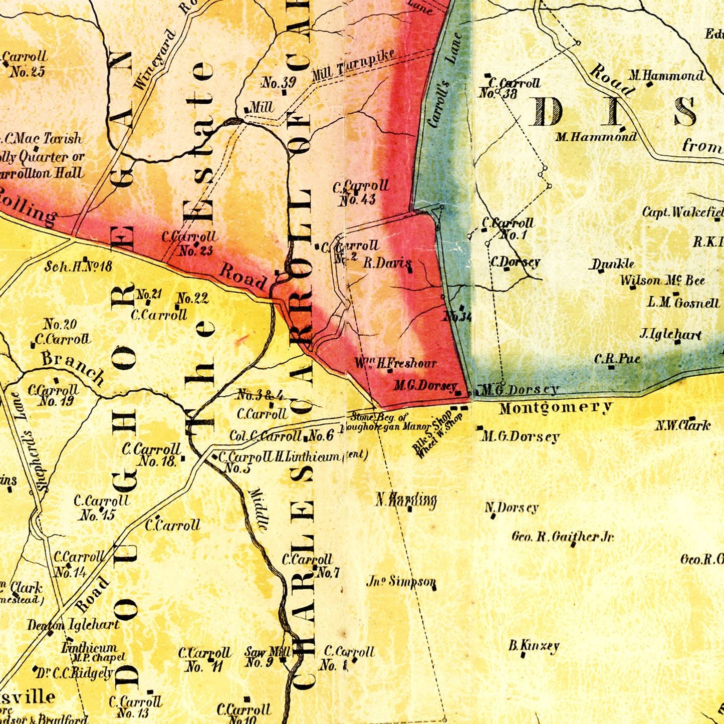 Vintage Map of Howard County, Maryland, 1860