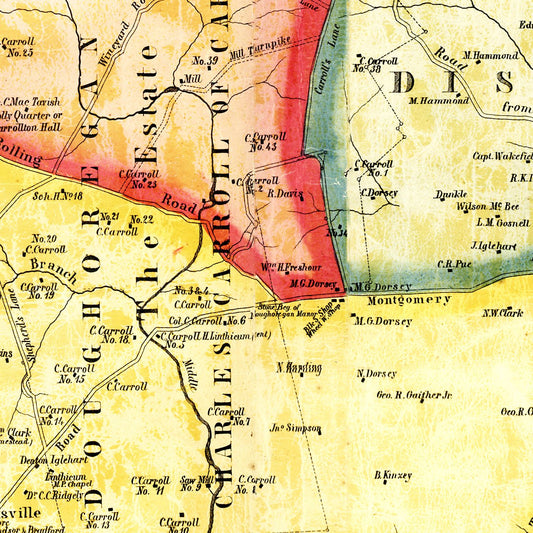 Vintage Map of Howard County, Maryland, 1860