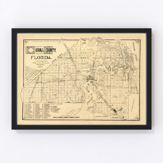 Vintage map of Duval County, Florida, 1885